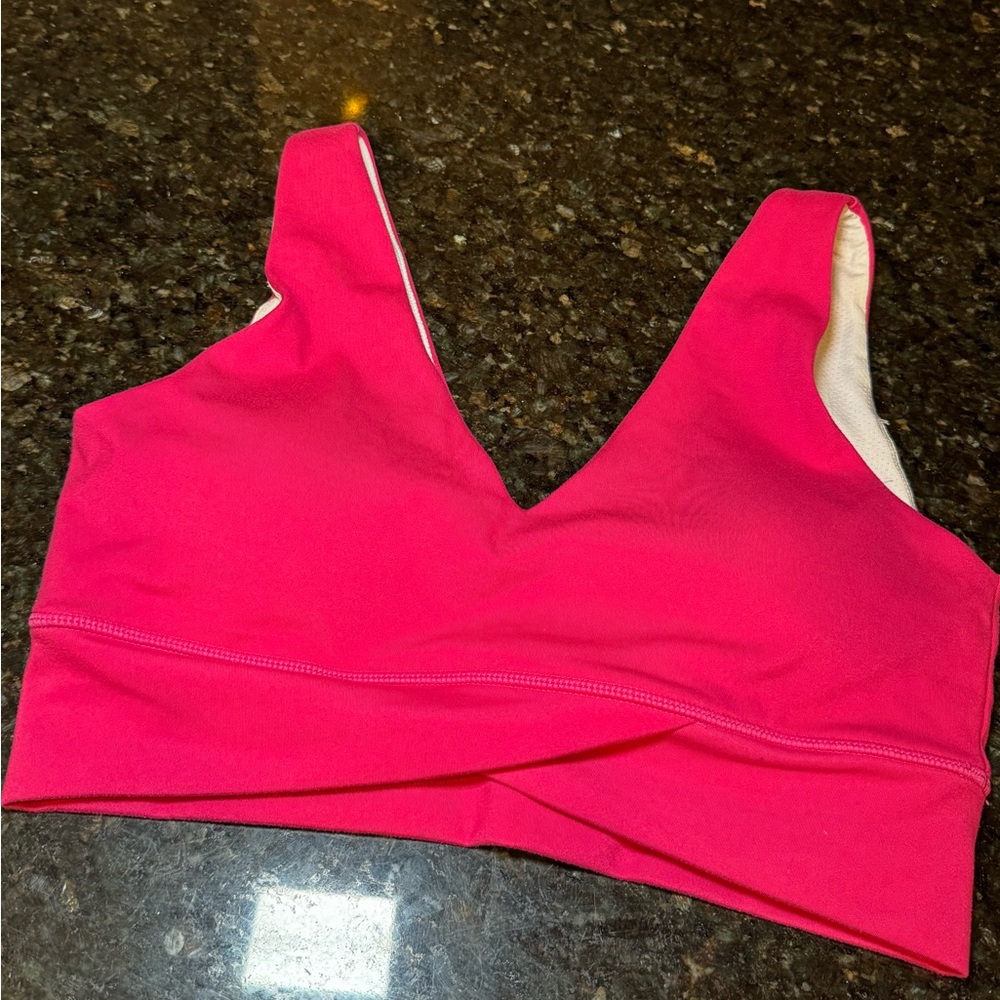 Ethos hot pink v neck Sports Bra (m)